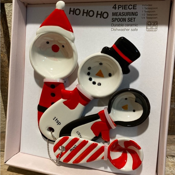 Christmas Measuring Spoons, 4 Piece Ceramic Measuring Spoon Set Kitchen Ho Ho Ho - Picture 6 of 10